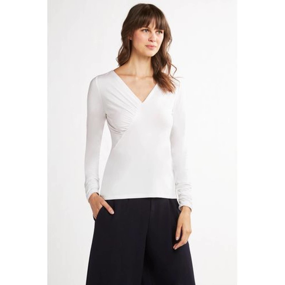 ELIE TAHARI White Vicky Knit Long Sleeve Top L